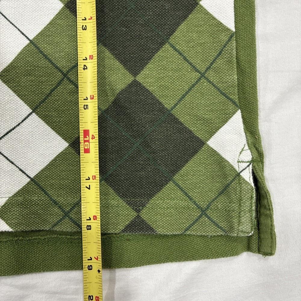 Old Navy Polo Shirt Women's Medium Green Argyle Print Cropped Y2K - Picture 6 of 9